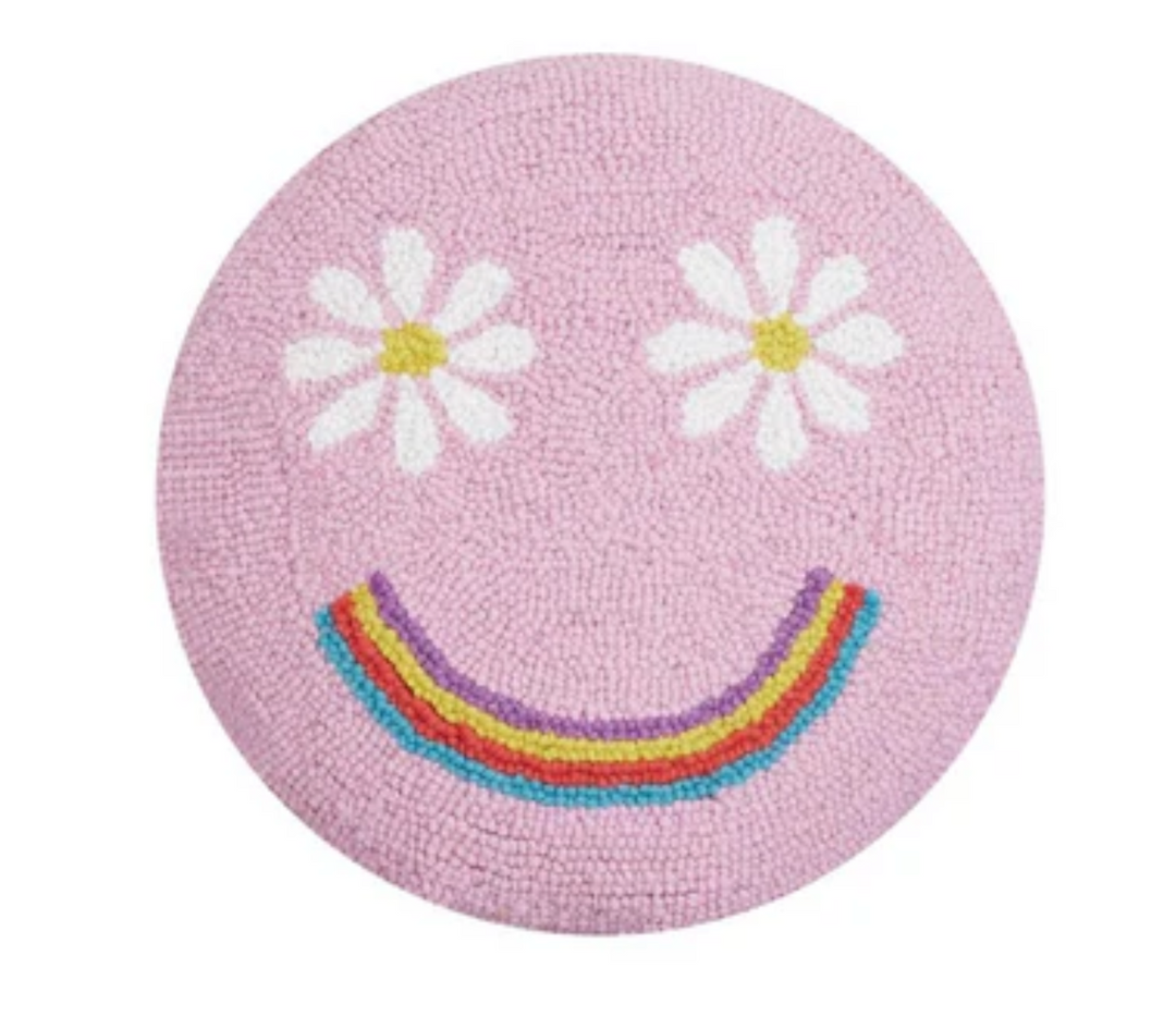 Rainbow Smiley Face Round Pillow - Victoria's Toy Station