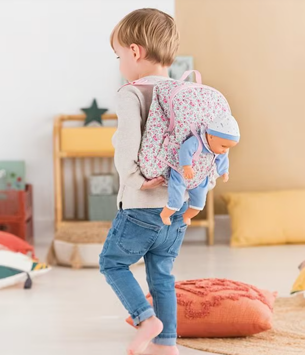 Floral Print Backpack Doll Carrier for Baby Dolls - Victoria's Toy Station