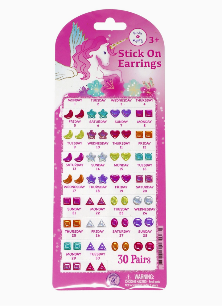 30 Pairs Dreamy Unicorn Stick On Earrings - Victoria's Toy Station