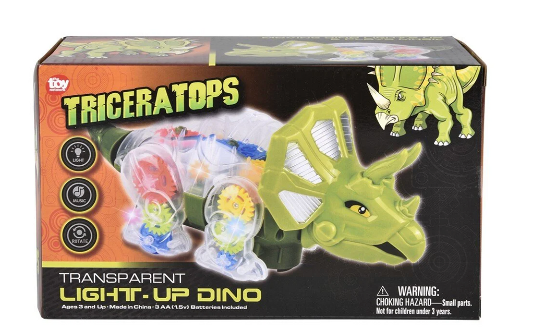 9.25" Light Up Gear Triceratops - Victoria's Toy Station