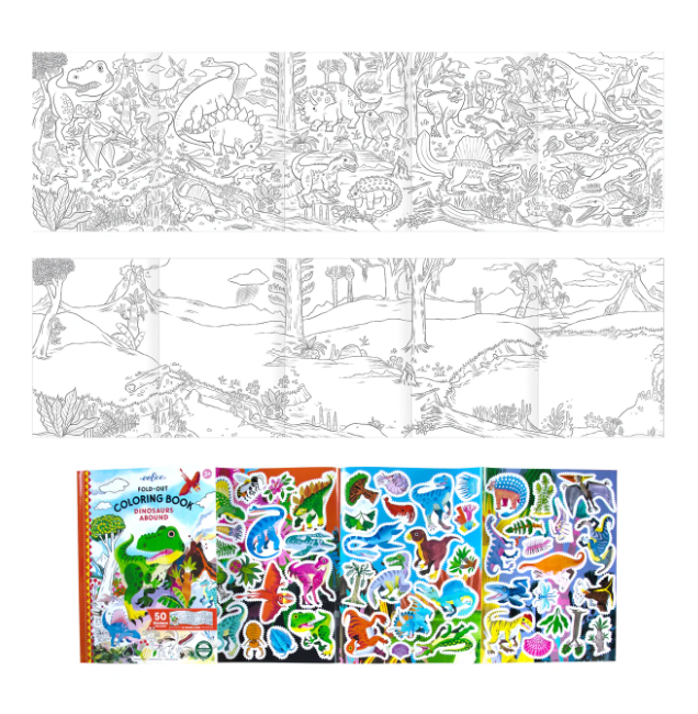 Dinosaurs Abound Fold Out Coloring Book - Victoria's Toy Station