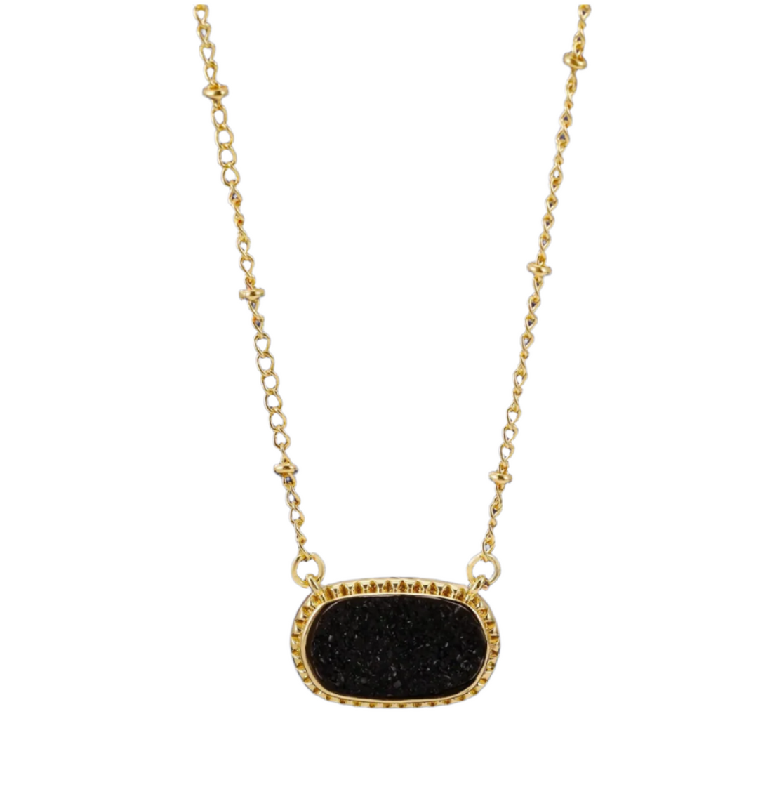 Druzy Pendant Necklace, Gold - Victoria's Toy Station