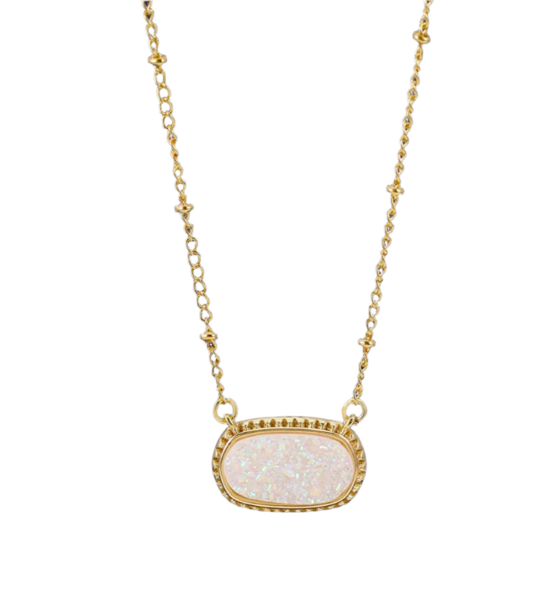 Druzy Pendant Necklace, Gold - Victoria's Toy Station