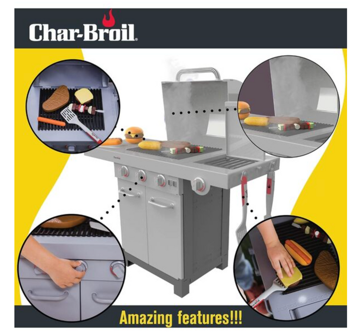 Char-Broil kids BBQ Pretend Play Set w/ Realistic Steam, Lights and Sounds and BBQ Accessories - Victoria's Toy Station