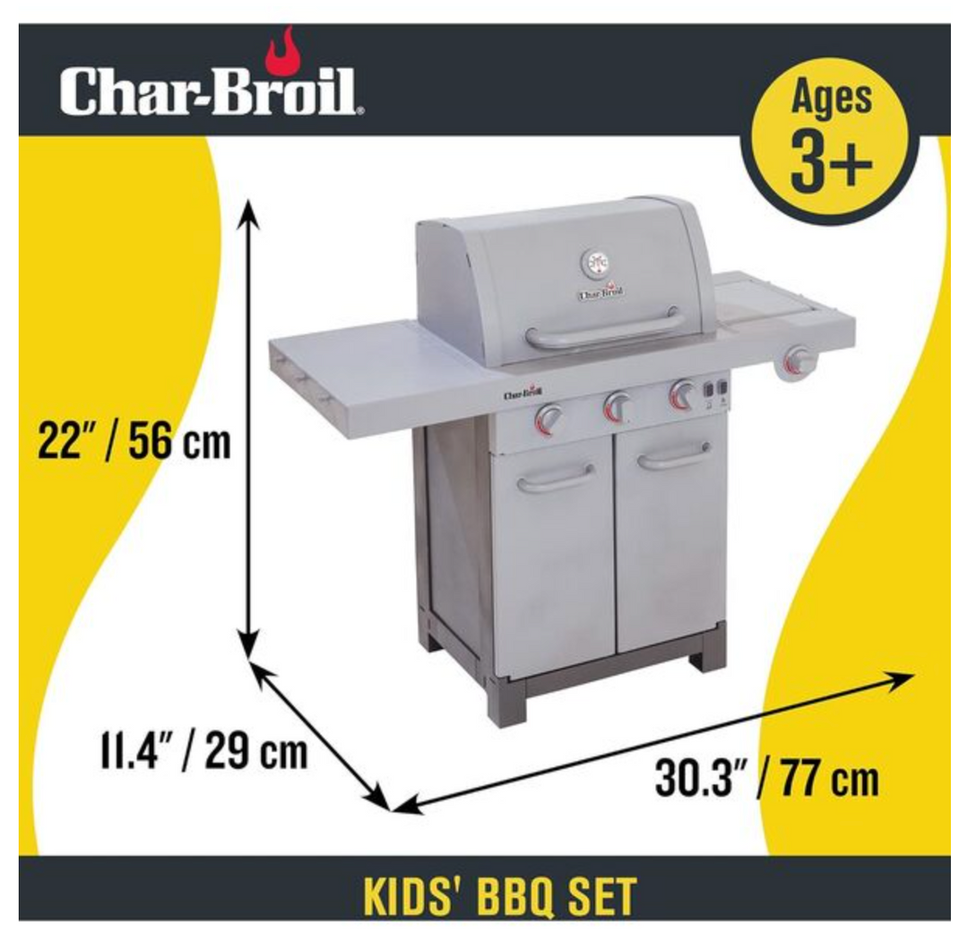 Char Broil kids BBQ Pretend Play Set w Realistic Steam Lights and Sounds and BBQ Accessories Victoria s Toy Station