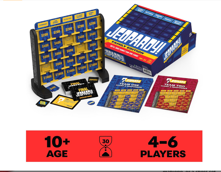 Jeopardy! Family Edition Board Game Trivia Games Board Games for Family Night Fun Games for Game Night - Victoria's Toy Station