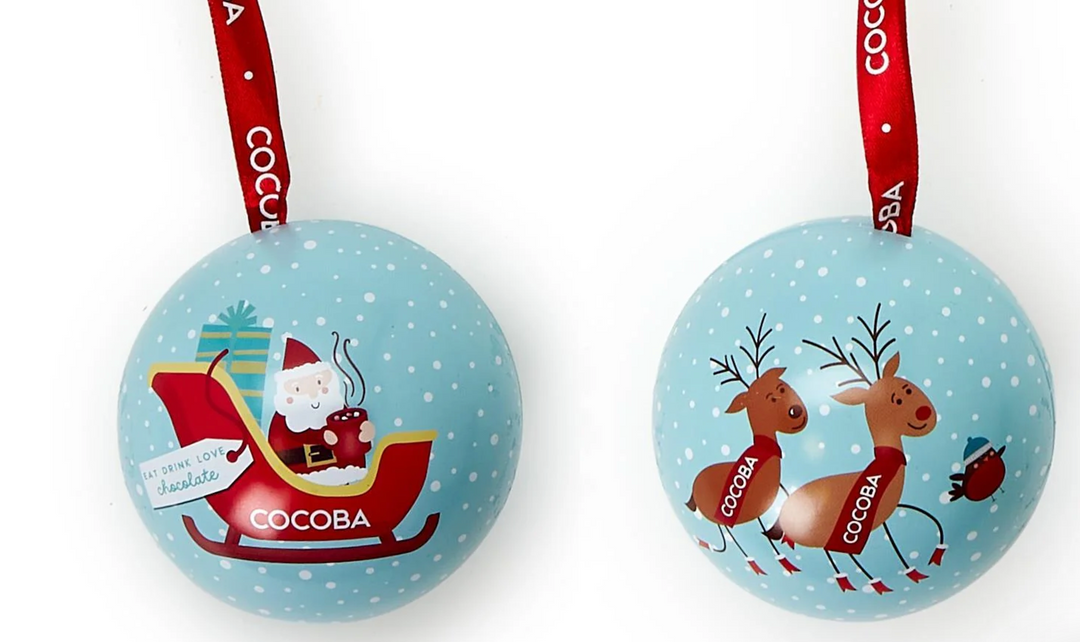 Cocoba Salted Toffee Truffles in Hanging Ornament Gift Tin