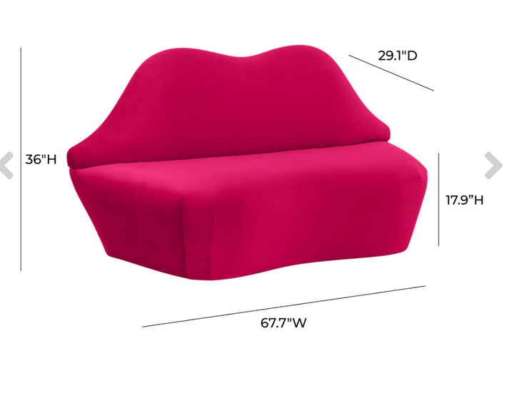 Lips Pink Velvet Settee