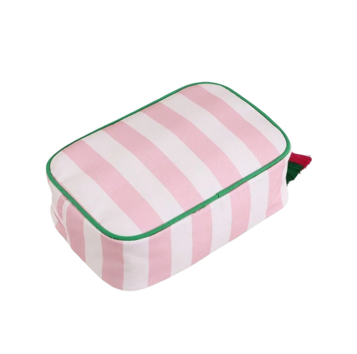 Striped Cosmetic Bag with Tassel Zipper