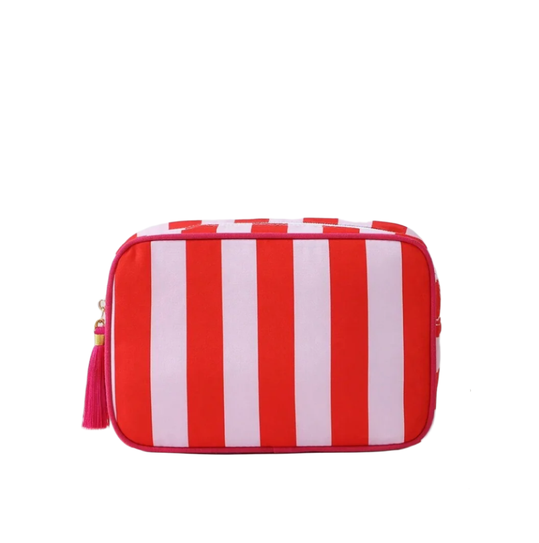 Striped Cosmetic Bag with Tassel Zipper - Victoria's Toy Station