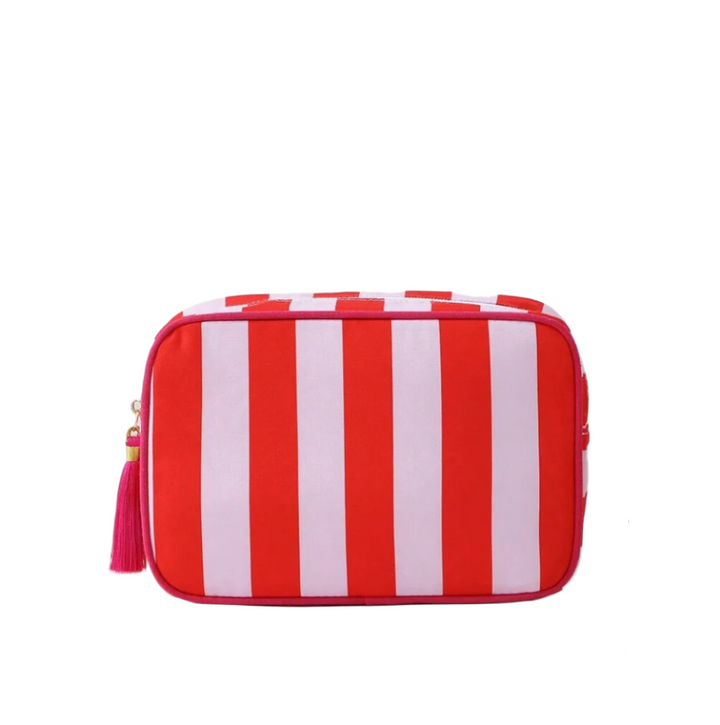 Striped Cosmetic Bag with Tassel Zipper