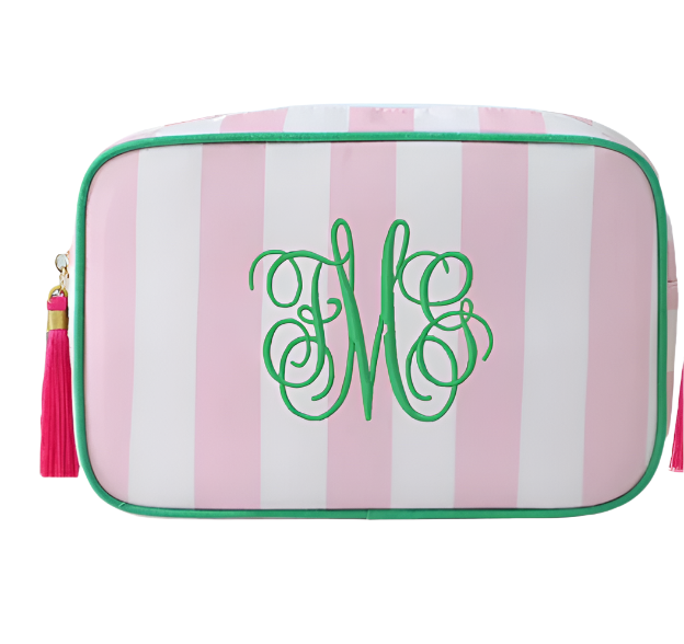 Striped Cosmetic Bag with Tassel Zipper - Victoria's Toy Station