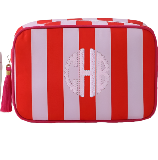 Striped Cosmetic Bag with Tassel Zipper - Victoria's Toy Station