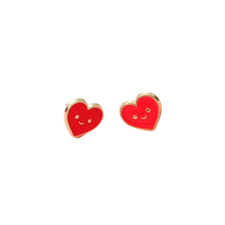 Cute Heart Enamel Earrings