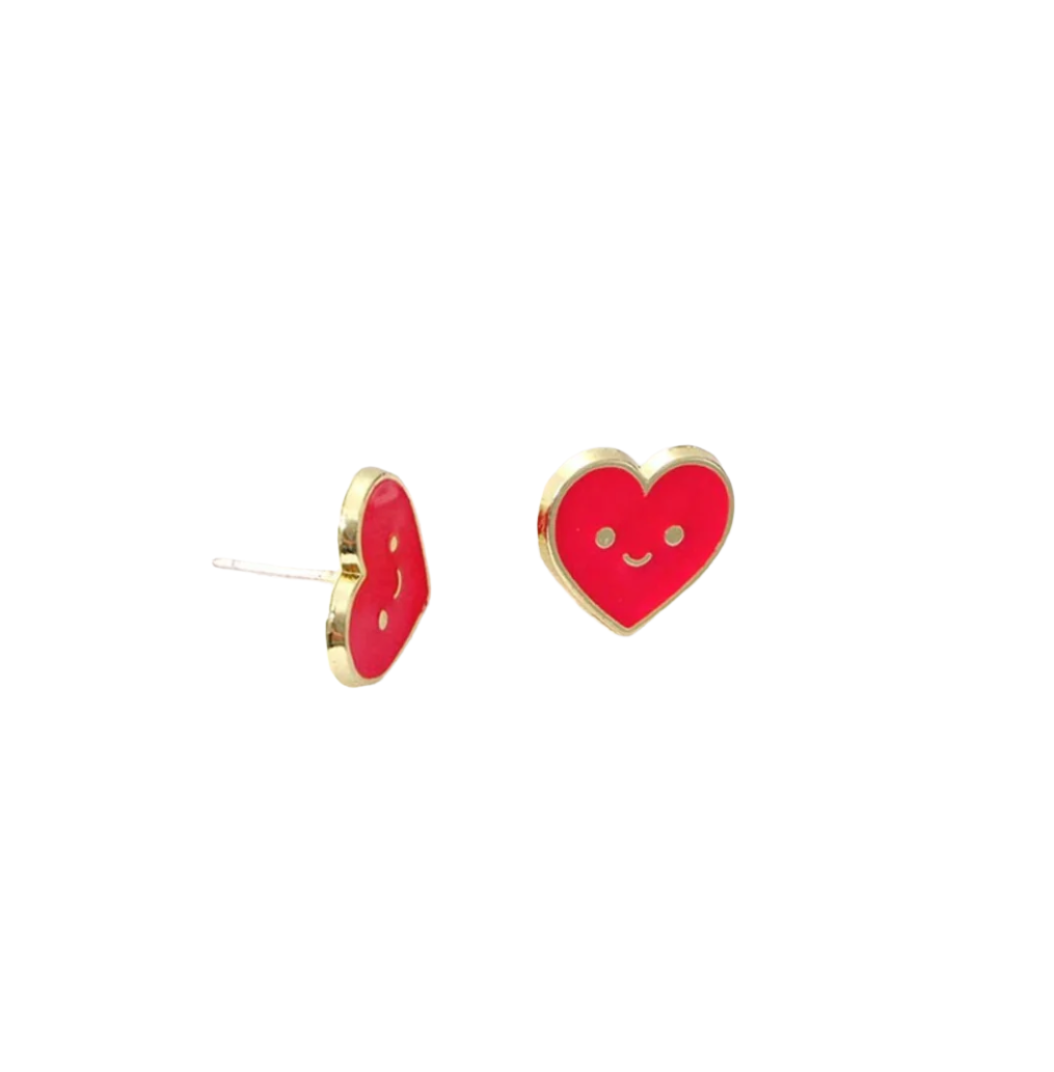 Cute Heart Enamel Earrings