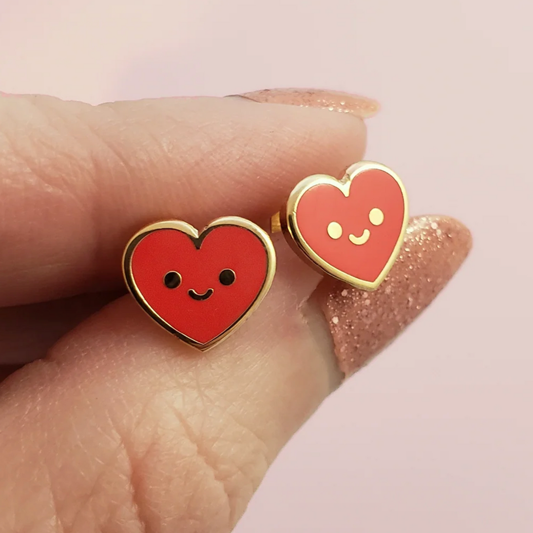 Cute Heart Enamel Earrings