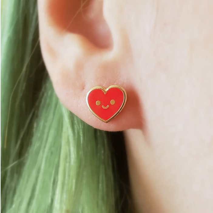 Cute Heart Enamel Earrings