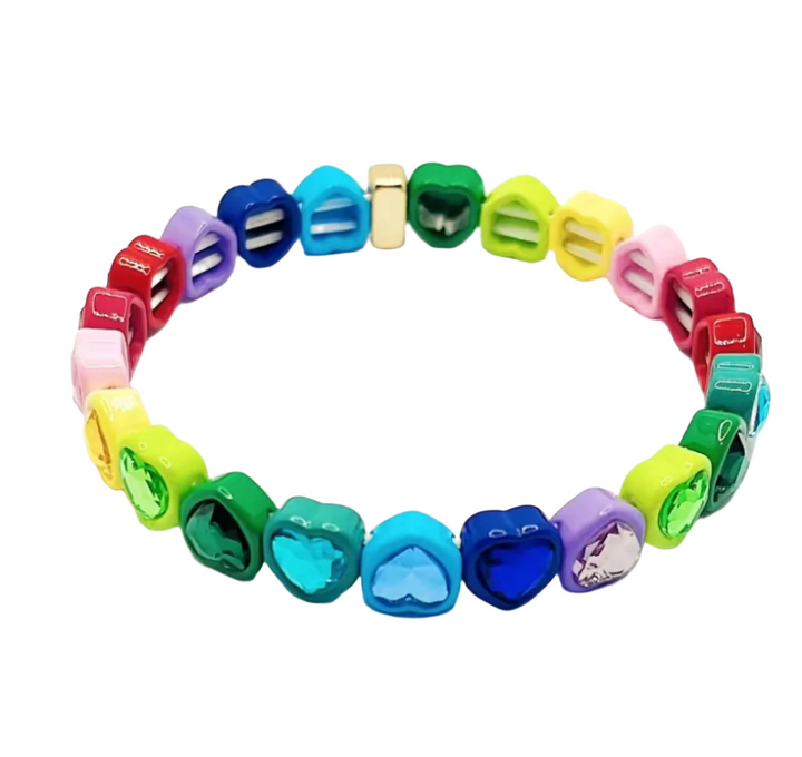 Enamel Multicolor Heart Bling Bracelet