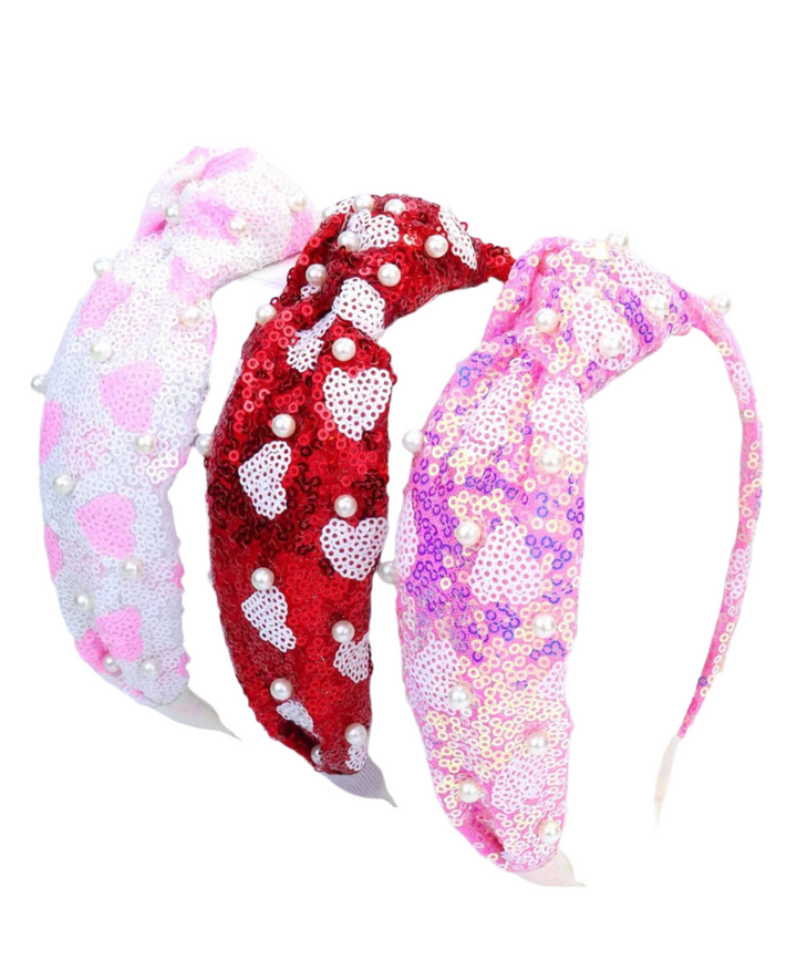 Sequin Heart Knotted Headband