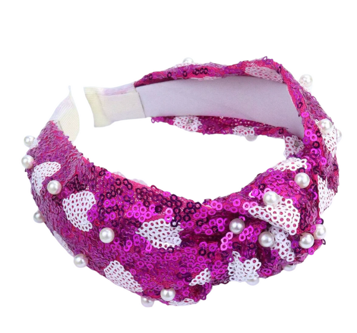 Sequin Heart Knotted Headband