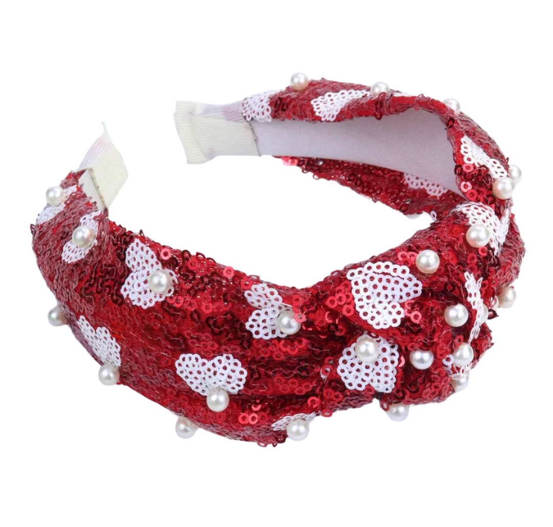 Sequin Heart Knotted Headband