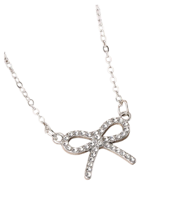 Petite Pavé Bow Necklace