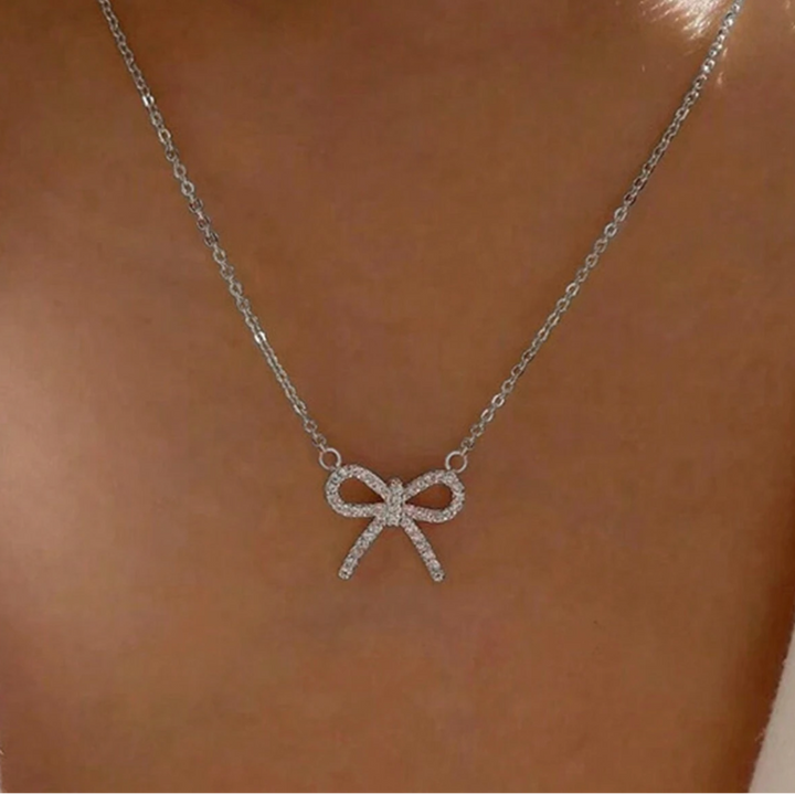 Petite Pavé Bow Necklace