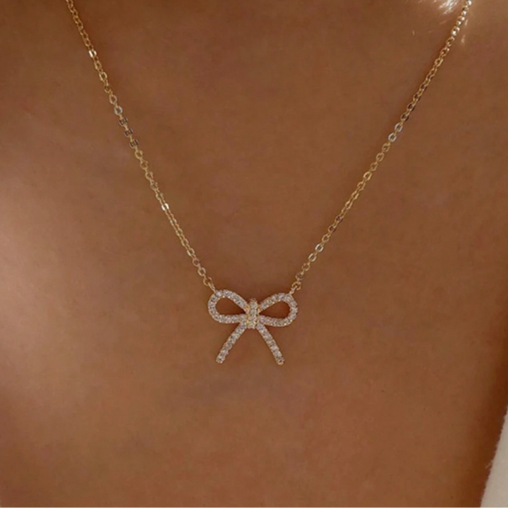 Petite Pavé Bow Necklace