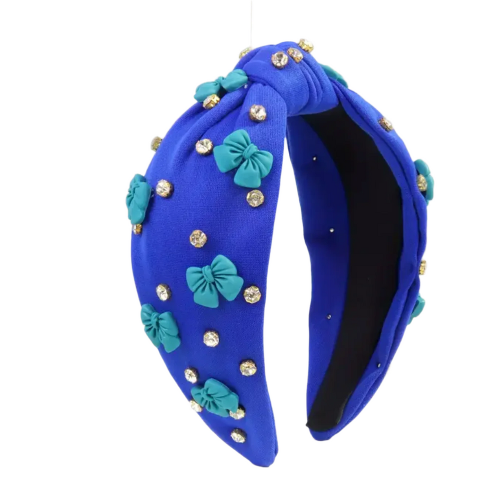 Knot Headband with Rhinestones and Bow Accents - Victoria's Toy Station