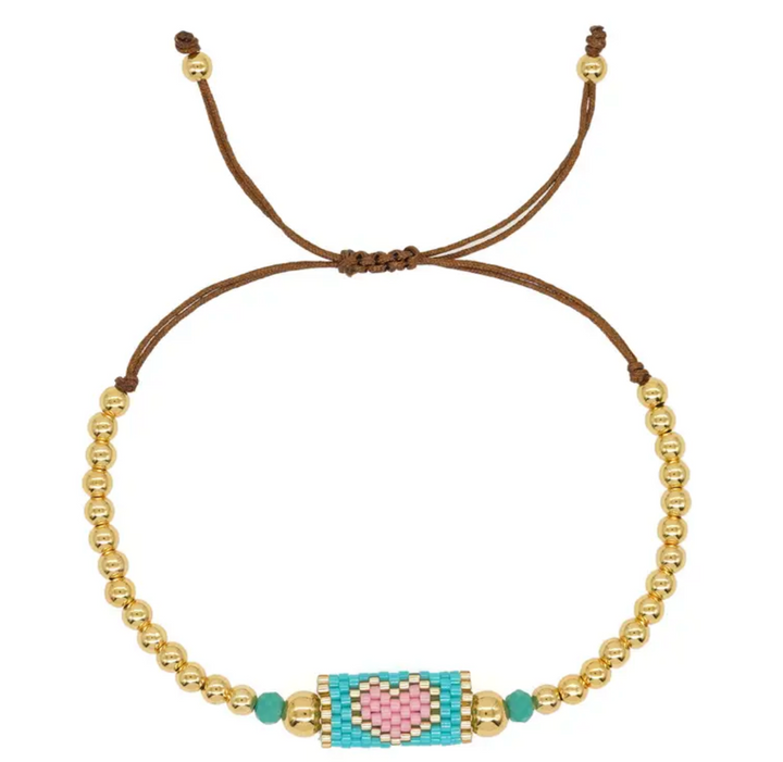 Hand-Woven Beaded Bracelet with Colorful Heart - Victoria's Toy Station