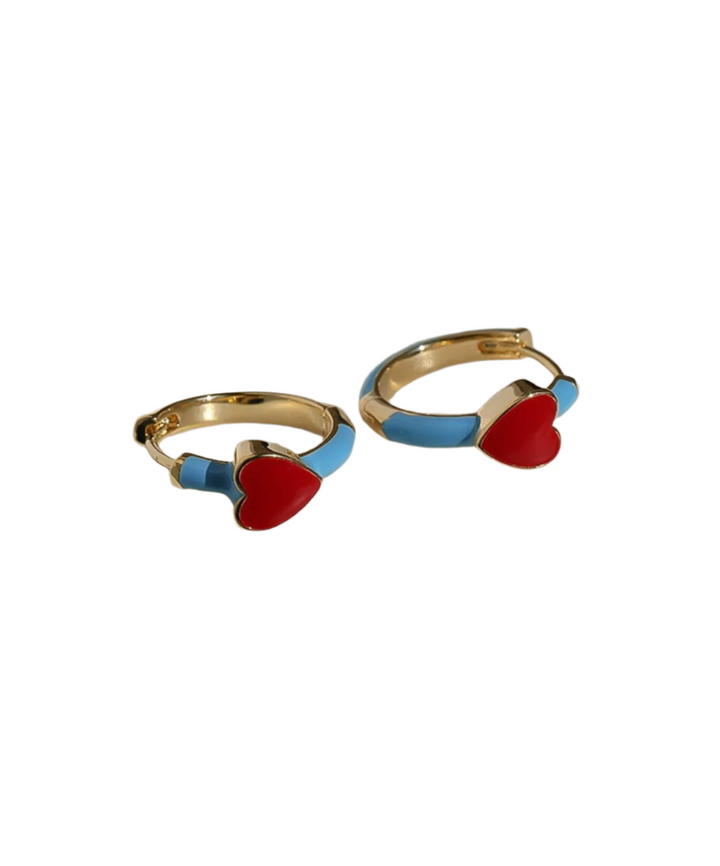 Enamel Heart Hoop Earrings - Victoria's Toy Station