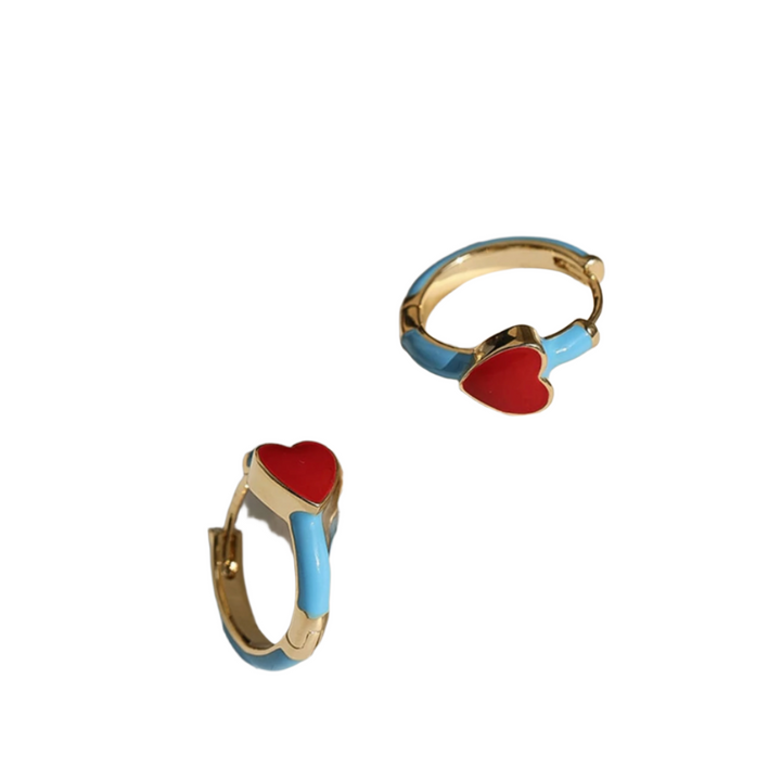 Enamel Heart Hoop Earrings - Victoria's Toy Station