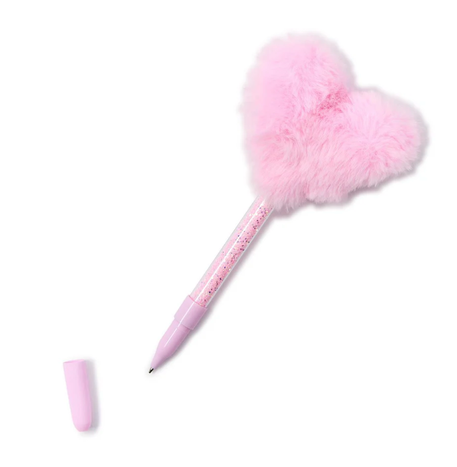 Plush Faux Fur Heart Pen