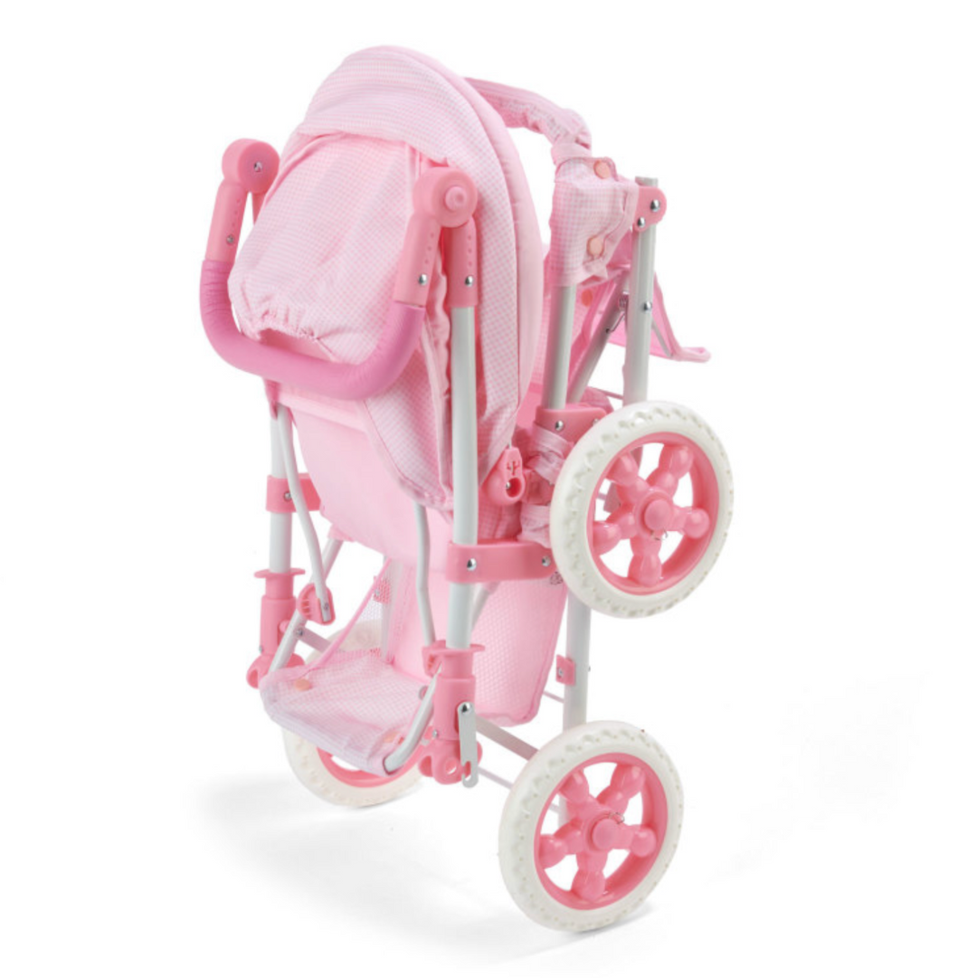 Double Doll Stroller – Pink/Gingham