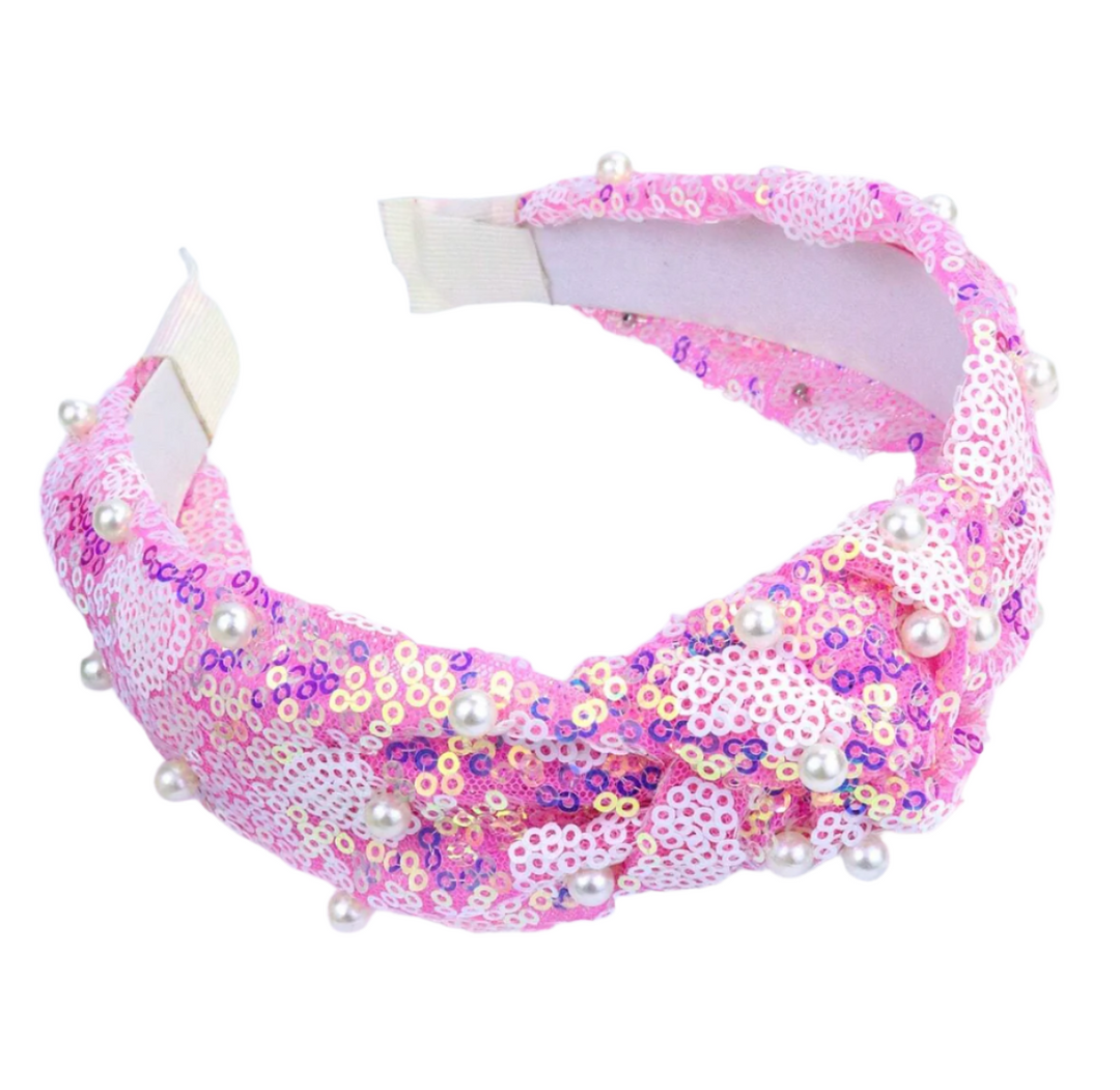 Sequin Heart Knotted Headband