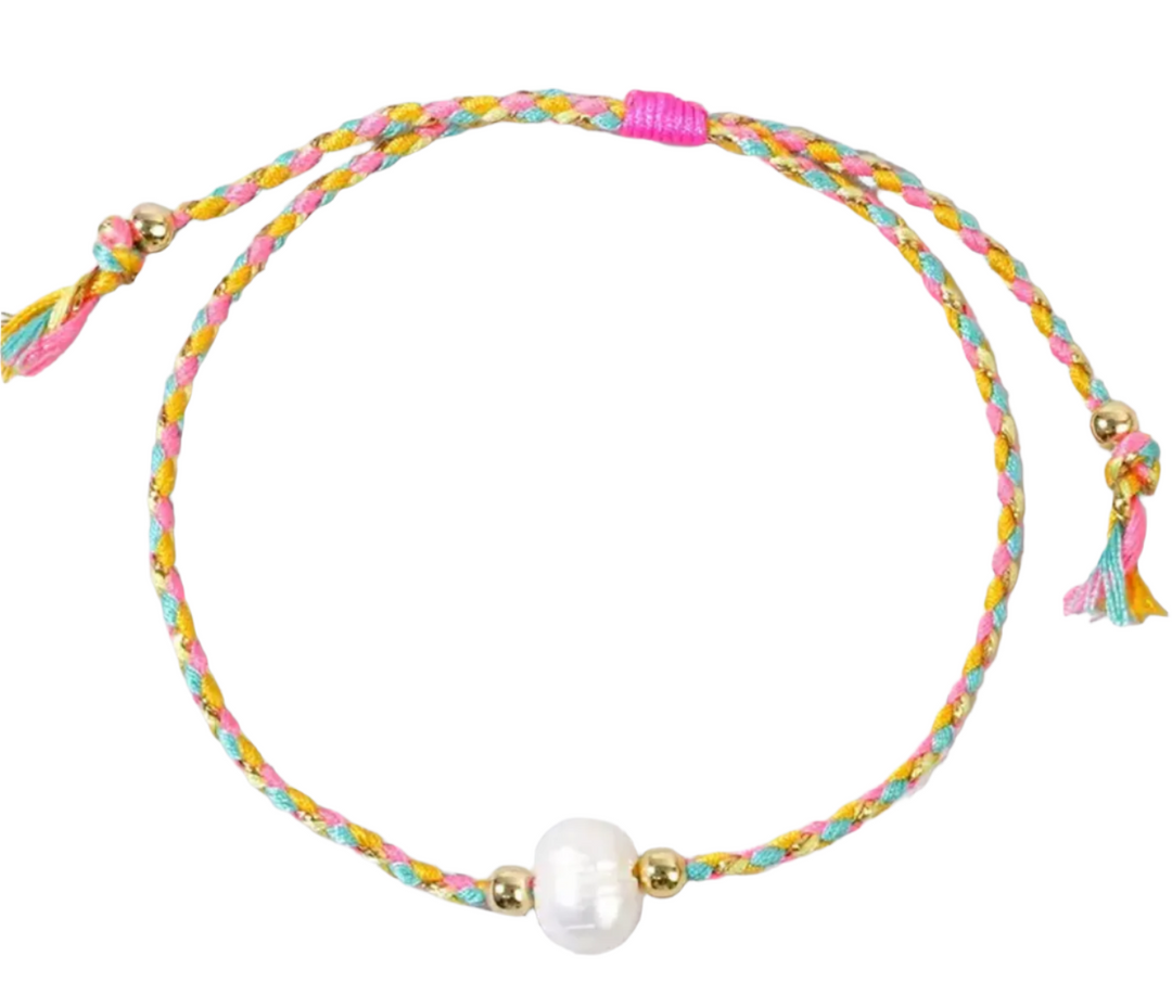 White Freshwater Pearl Handmade Rope Adjustable Bracelet - Victoria's Toy Station