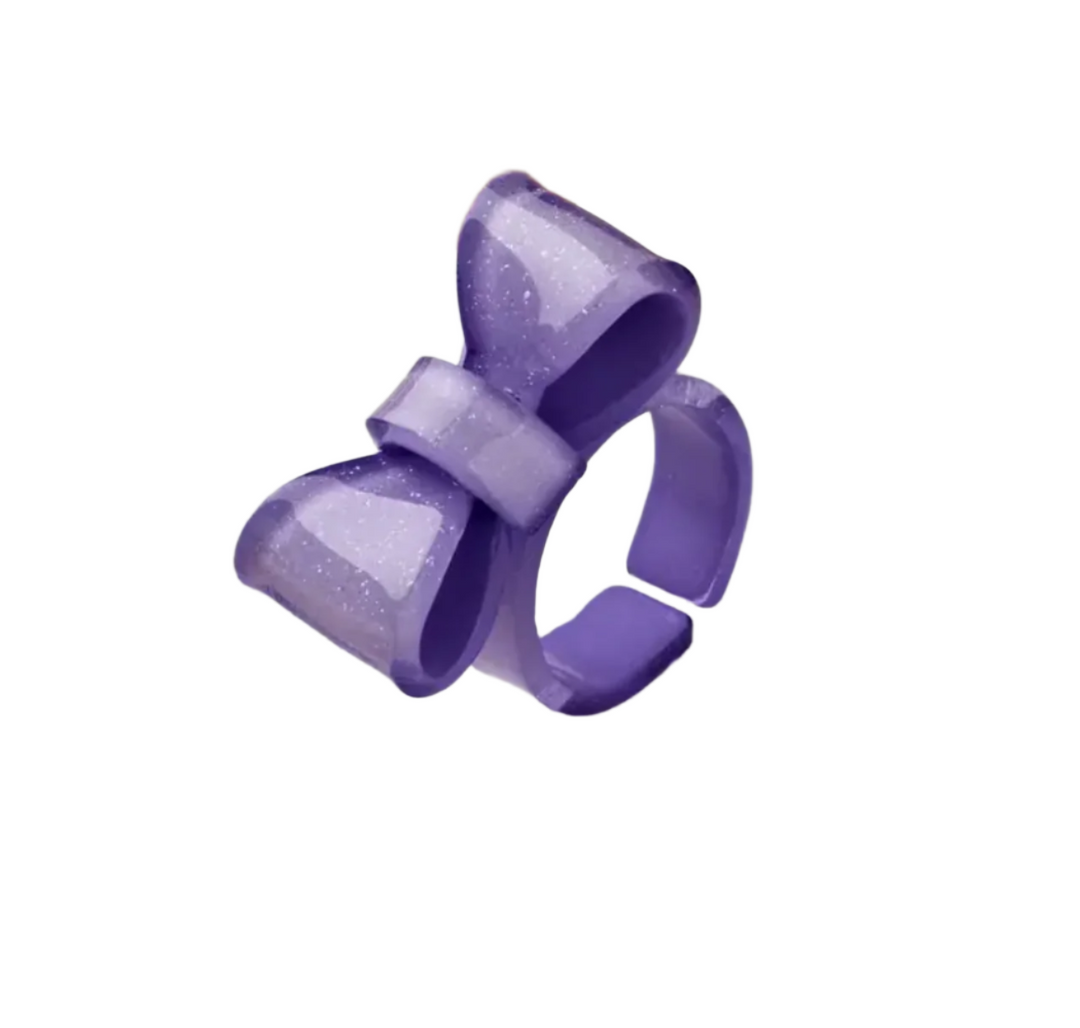 Colorful BowKnot Tie Acrylic Open Rings - Victoria's Toy Station