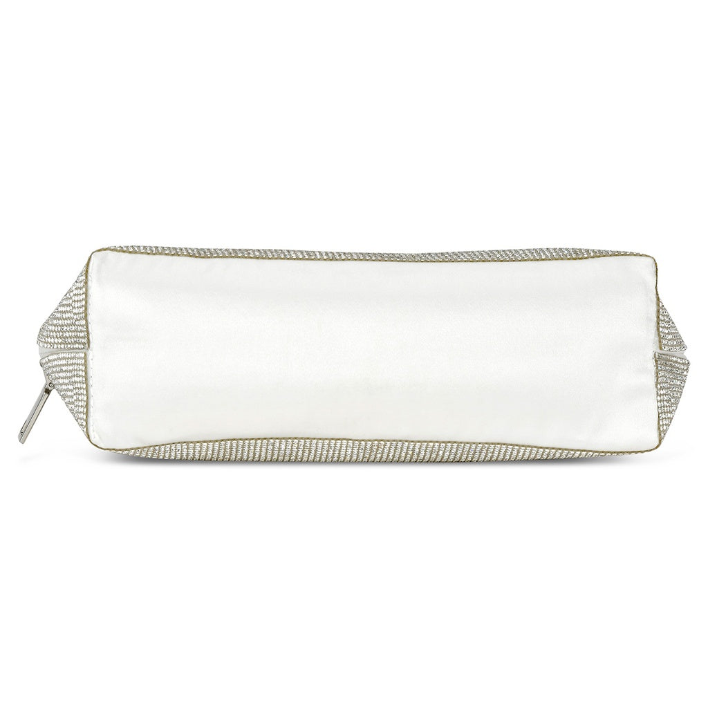 White Crystal Oval Cosmetic Bag