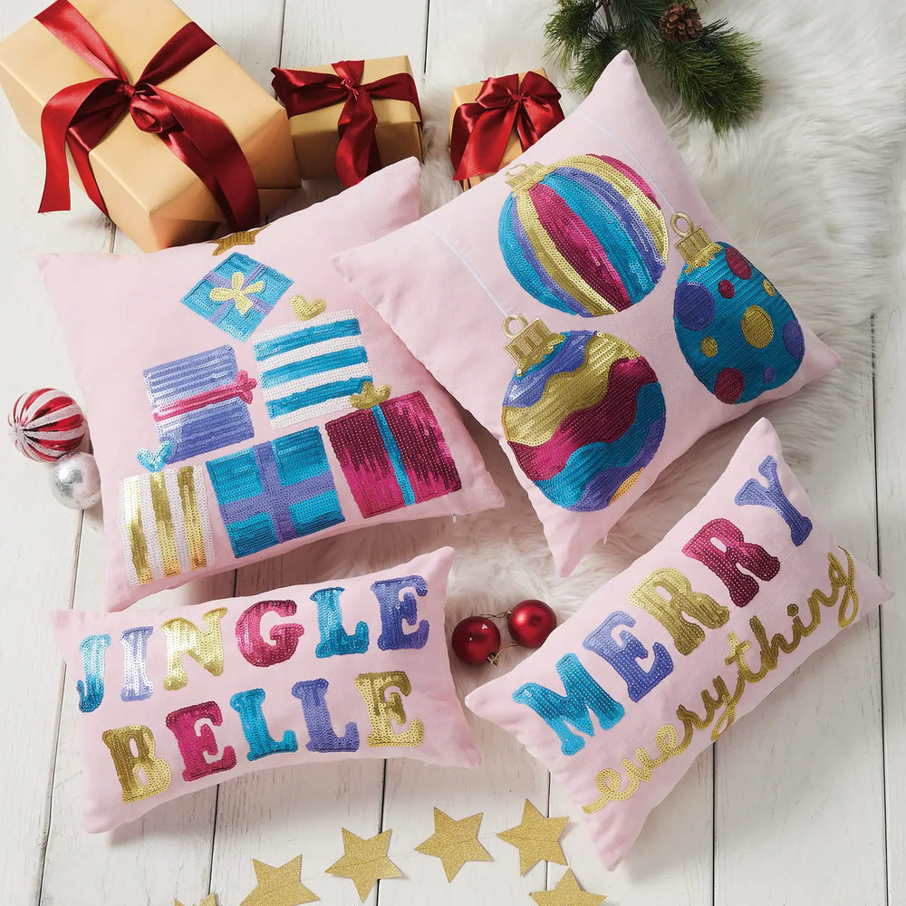 Merry Every Sequin Embroidered Pillow - Victoria's Toy Station