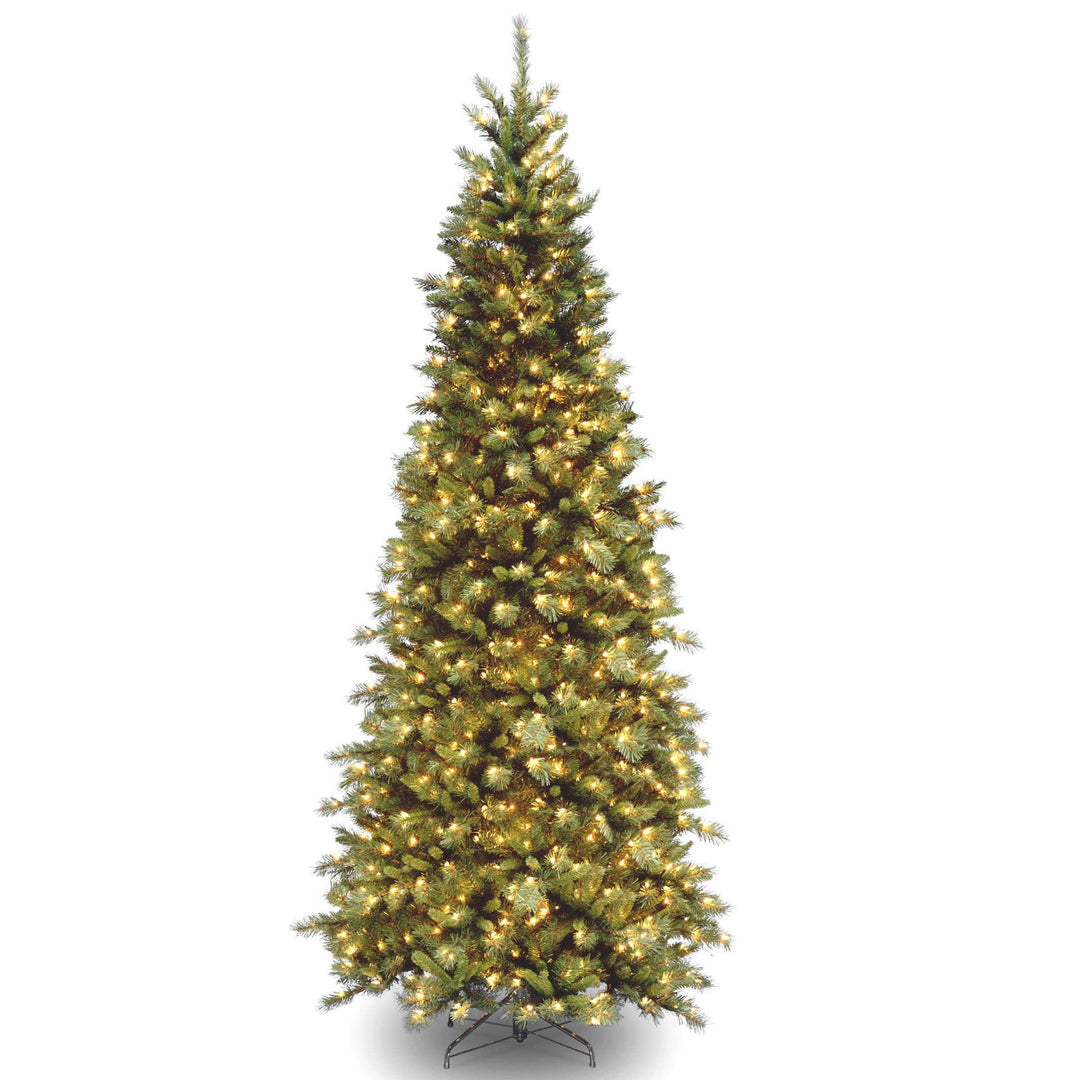 National Tree Company - 10 ft. Pre-Lit Tiffany Fir Slim Tree with Clear Lights, Plug-In