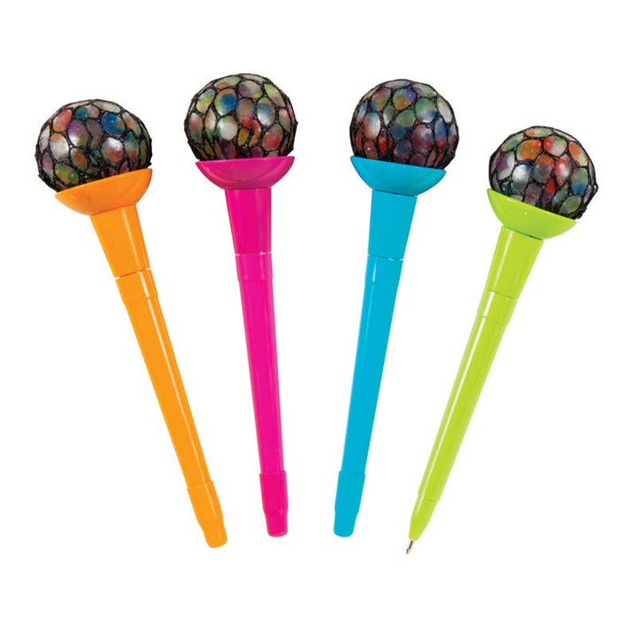 Rainbow Mesh Boba Ball Pen 12/dsp - Victoria's Toy Station