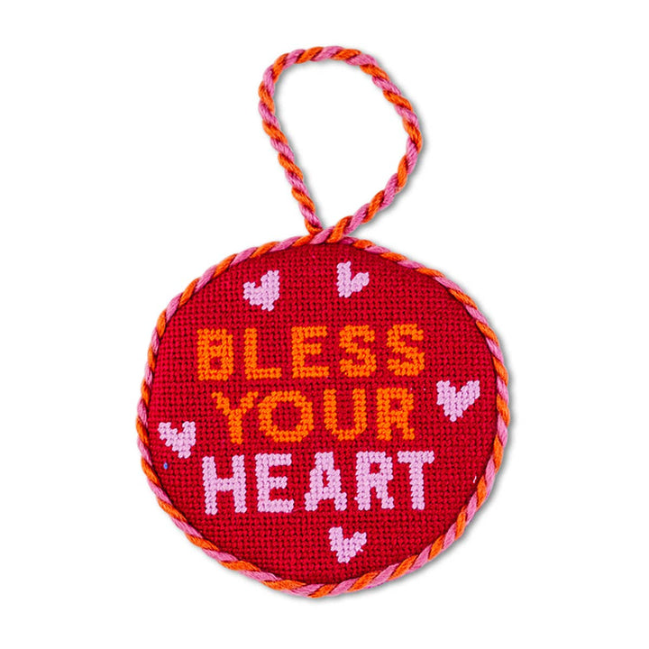 Bless Your Heart-Needlepoint Ornament - Victoria's Toy Station