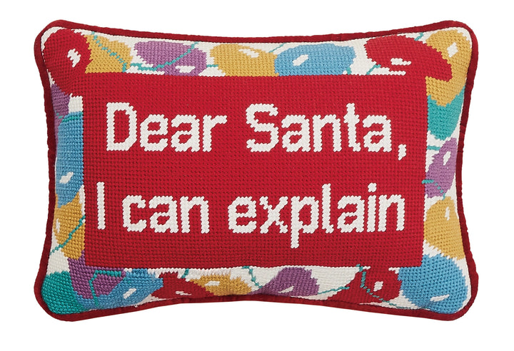 Dear Santa Embroidered Needlepoint Pillow - Victoria's Toy Station