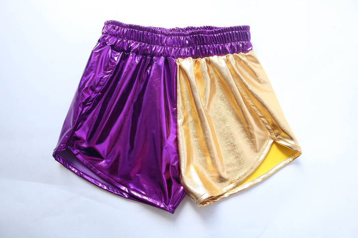 SeersuckerJOEY LLC - Purple + Gold Color Block metallic shorts - Victoria's Toy Station