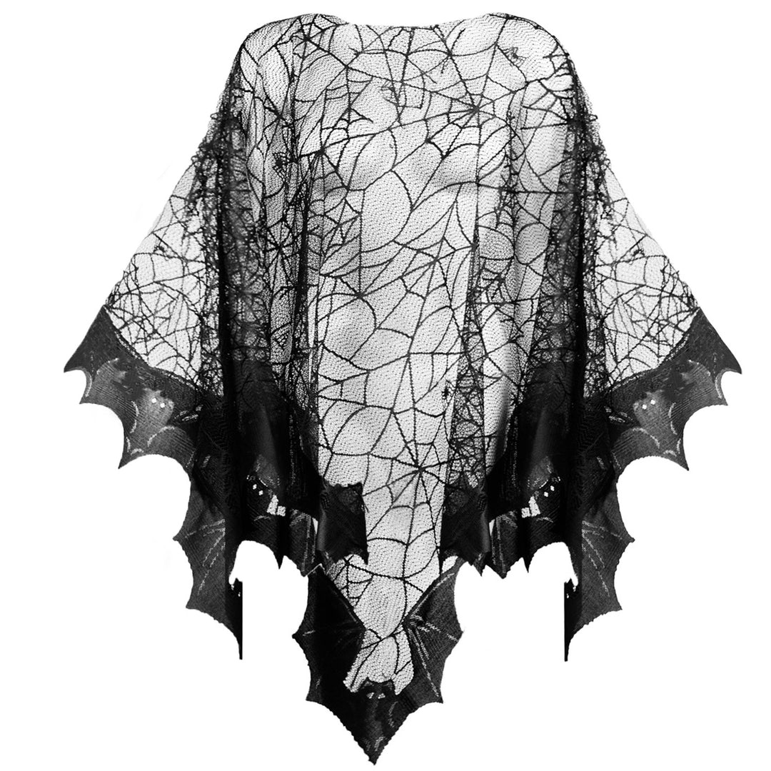 Bats Spider Web Lace Poncho Halloween Costume Black - Victoria's Toy Station