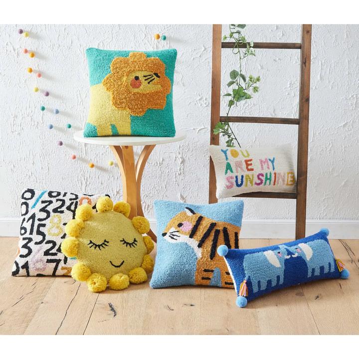 Sunshine Hook Pillow With Pom Poms