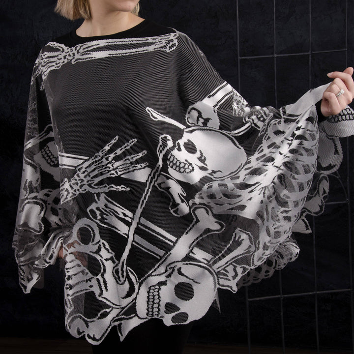 Halloween Rest in Pieces 58 in Poncho Costume Pewter - Victoria's Toy Station