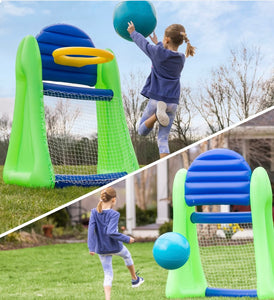 2-in-1 Inflatable Basketball & Soccer