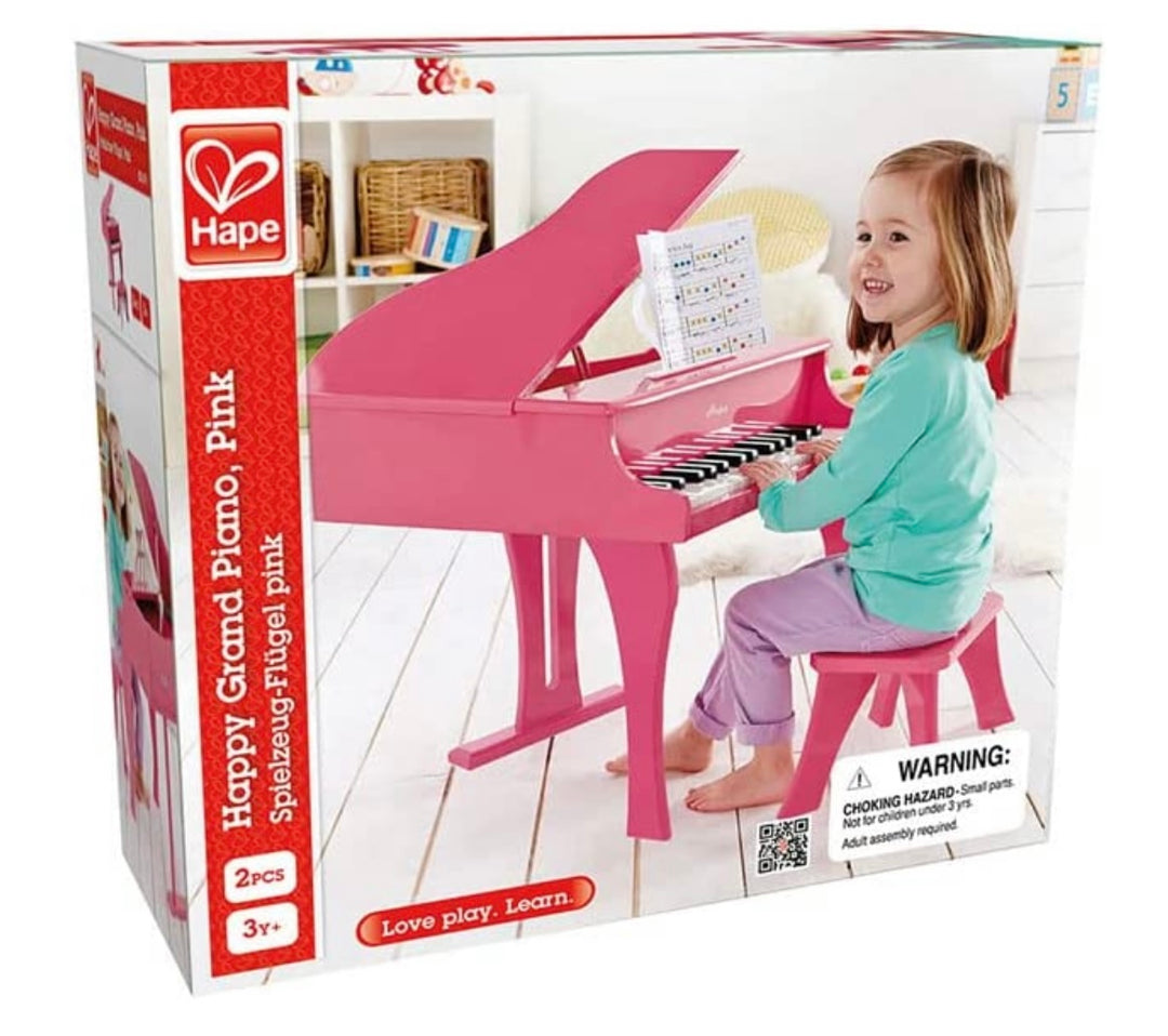 Hape Happy Grand Piano - Toddler Wooden Musical Instrument, Pink
