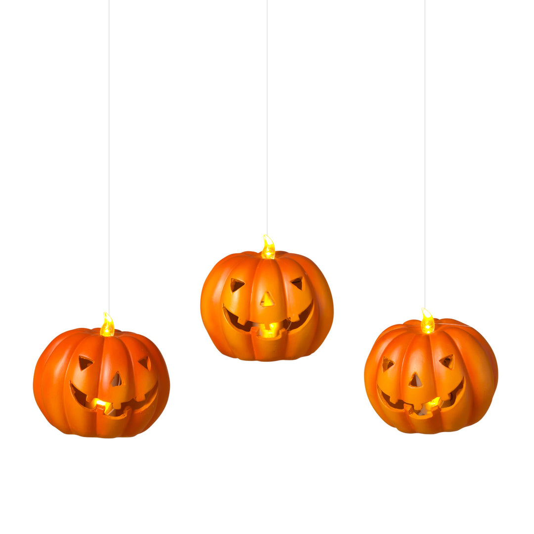 Lighted Resin Hanging Halloween Pumpkin - Victoria's Toy Station